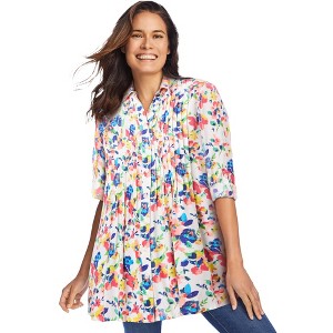 Woman Within Rayon 7-Day Pintucked Tunic Blouse - 1 of 4