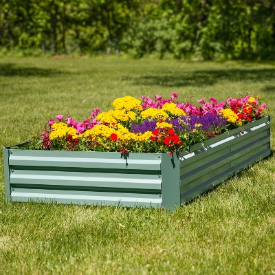 Green Galvanized Steel Extra Large Raised Garden Bed 4' x 8'