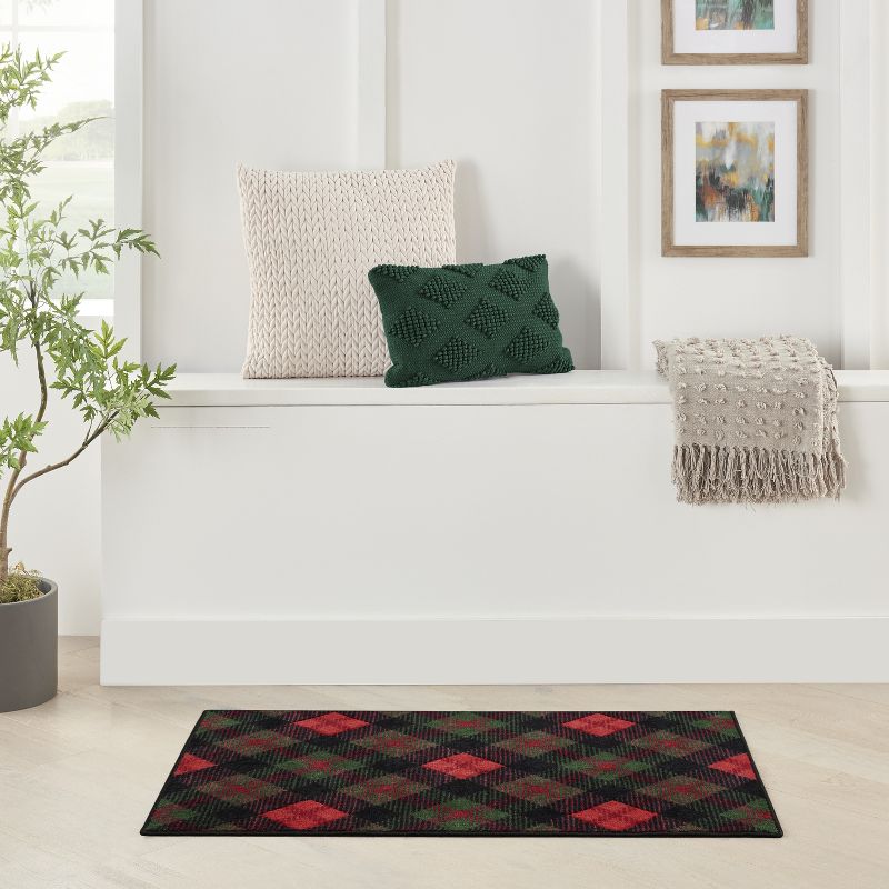 Nourison Accent Christmas Plaid Indoor Kitchen Entryway Non-Skid Mat, 2 of 7