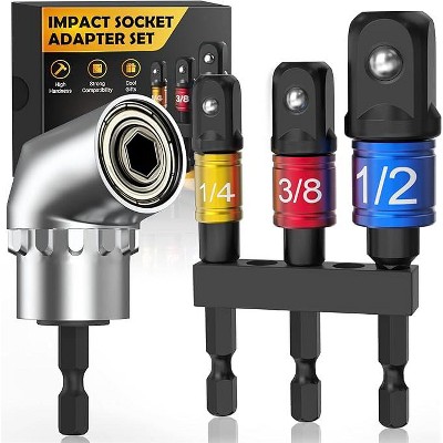DOMETOUR 3-Piece 1/4 3/8 1/2" Socket WrenchImpact Socket Adapter Set Tools Extension Drill Adapter Bit Stocking Stuffers Christmas Cool Gadgets