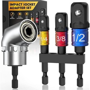 DOMETOUR 3-Piece 1/4 3/8 1/2" Socket WrenchImpact Socket Adapter Set Tools Extension Drill Adapter Bit Stocking Stuffers Christmas Cool Gadgets - 1 of 4