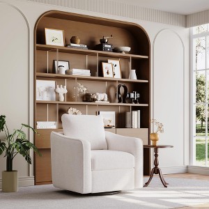 Swivel Accent Chair for Living Room, 360° Rotating Modern Linen Upholstered Armchair - 1 of 4