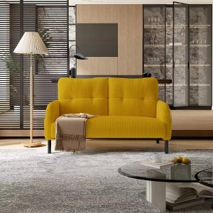 47.24'' Corduroy Comfortable Monochrome Double Sofa with Side Pockets, Ergonomic Design, and Sturdy Solid Wood Frame - 1 of 4