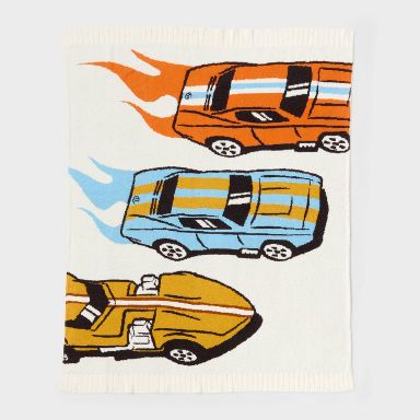 Hot Wheels Retro Racing Cars Knit Chenille Kids' Throw Blanket - Hot Wheels by Pillowfort™