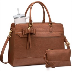 Laptop Tote Bag for Women,Leather Work Bag,Large Computer Handbag Purse Briefcase - 1 of 4