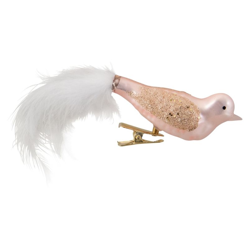 Northlight 5.5" Rose Gold Bird with Feather Tail Glass Clip-On Christmas Ornament, 3 of 7