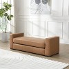 Christopher Knight Home Clark Modern Faux Leather Rubberwood Upholstered Ottoman - 2 of 4