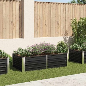 vidaXL Raised Garden Bed 63"x31.5"x17.7" Galvanized Steel Anthracite - 1 of 4