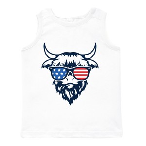 The Juniper Shop Patriotic Cow Sunglasses Toddler Tank - 1 of 4