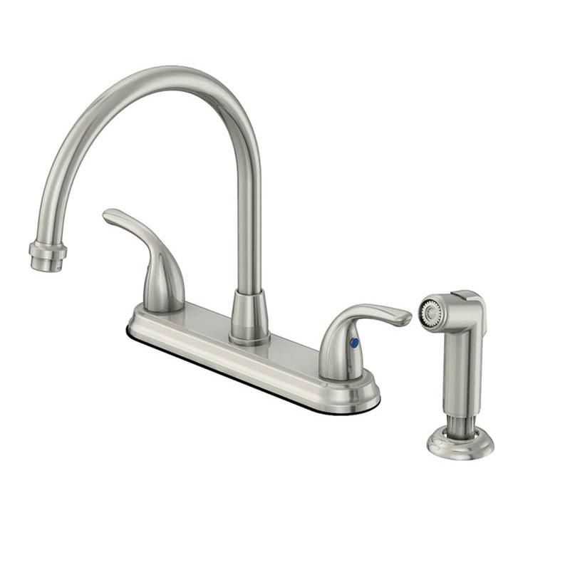 OakBrook Pacifica Two Handle Brushed Nickel Kitchen Faucet Side Sprayer Included, 1 of 2