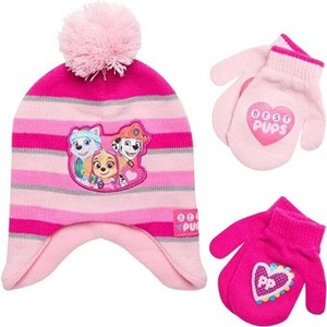 Paw Patrol Girls Winter Hat and 2 Pair Mittens or Gloves, Kids Ages 2-7 - 1 of 4