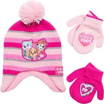 Paw Patrol Girls Winter Hat and 2 Pair Mittens or Gloves, Kids Ages 2-7