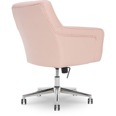 Blush Pink Memory Foam Swivel Office Chair with Arms