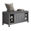 Alilang 44.00 inches Upholstered Entryway Bench with Hidden Storage and Open Shelves-Gray - 3 of 4