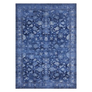 Area Rug, Non Slip Non Shedding Persia-Falling Flowers Carpet, 1200GSM Polyester 350GSM Velvet Washable Foldable Simulation Printed Carpet - 1 of 4
