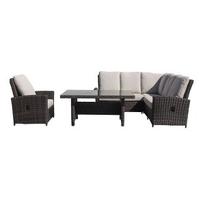 Courtyard Casual Cheshire 5 pc Chow Dining Recline Sectional Set with Club Chair - 1 of 4