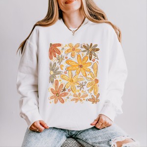 Simply Sage Market Fall Floral Glitter Lightweight Garment Dyed Sweatshirt - 1 of 4