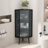 OUTSUPPLY Bathroom Storage Cabinets, Floor Coner Cabinet with Glass Doors and Shelves for Bathroom, Living Room, Bedroom - 2 of 4