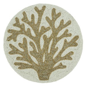Saro Lifestyle Table Mats with Coral Reef Design (Set of 4), Gold - 1 of 4