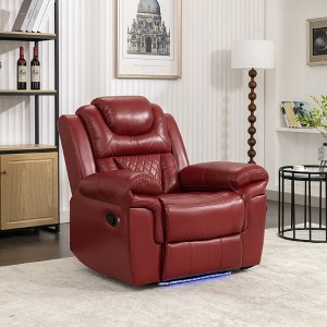 Faux Leather Home Theater Manual Recliner Chair with LED Light Strip for Living Room & Bedroom - 1 of 4