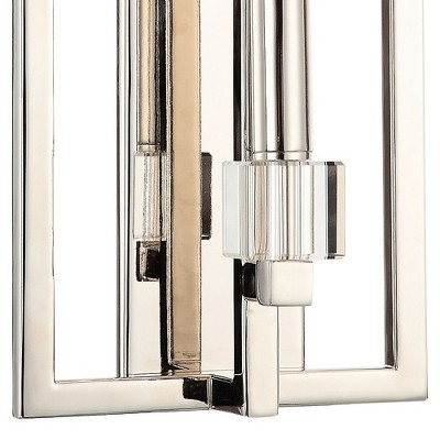Polished Nickel Crystal Cube Silk Shade Sconce