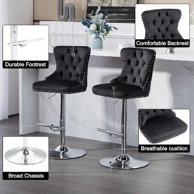 Jojoka black Modern Swivel Bar Stools Set of 2, Height Bar Stools Swivel Barstools