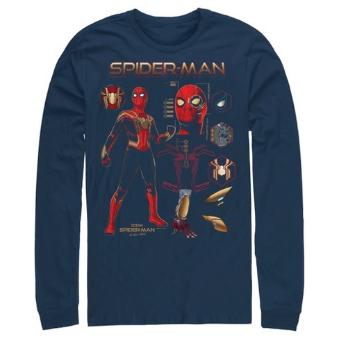 Men's Marvel Spider-Man: No Way Home Iron Suit Gear Long Sleeve Shirt -  Navy Blue - Medium
