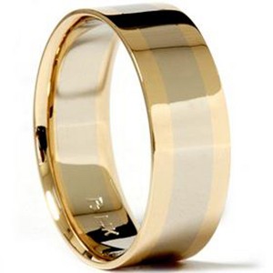 Pompeii3 Mens 8mm 14k Gold Plain Polished Wedding Ring Band New - 1 of 4