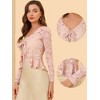 INSPIRE CHIC Women's Tie Front Ruffled Hem Floral Lace Sheer Crop Bolero Shrug - 2 of 4