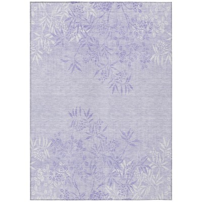 Lilac Purple And Ivory Floral Washable Indoor Outdoor Area Rug