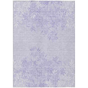 Lilac Purple And Ivory Floral Washable Indoor Outdoor Area Rug - 1 of 4