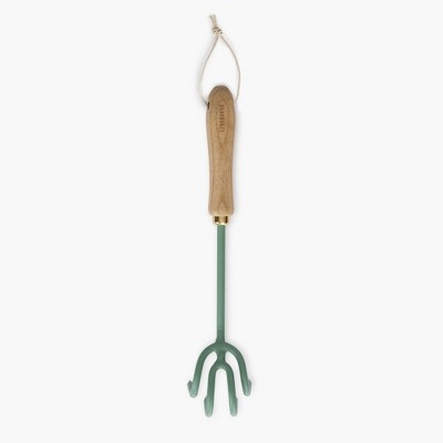 Ash and Mint Stainless Steel Garden Cultivator with Wooden Handle