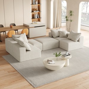 132'' L-Shaped Modular Sectional Sofa with Chenille Upholstery, 6-Piece Couch Set with Deep Cushions and Throw Pillows for Living Room and Bedroom - 1 of 4
