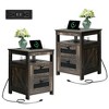 Nightstand with Charging Station, 2-Drawer End Table for Bedroom and Living Room, Farmhouse Side Table with USB Ports and Outlets, Dark Rustic Oak - 2 of 4
