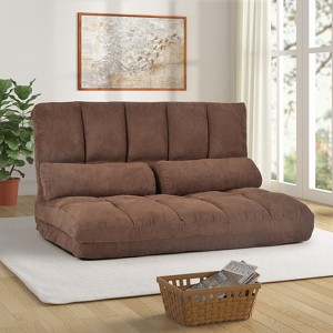 Whisen Double Chaise Lounge Sofa Floor Couch and Sofa with Two Pillows - 1 of 4