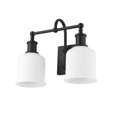 Bryant Matte Black and Opal Glass 2-Light Vanity Sconce