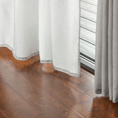 Taupe Faux Flax Semi-Sheer Window Curtain Panels, 52 x 63 Inches