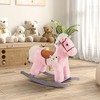 Qaba Kids Plush Ride-On Rocking Horse with Bear Toy, Children Chair with Soft Plush Toy & Fun Realistic Sounds - 3 of 4