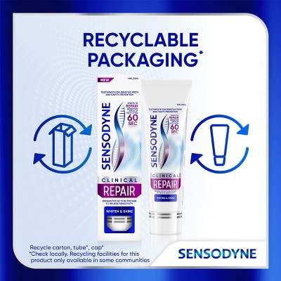 Sensodyne Clinical Repair Whiten & Shine Toothpaste - 3.4oz/3pk