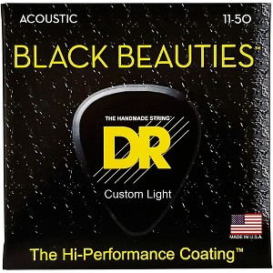 DR Strings Black Beauties Light Acoustic Guitar Strings - 1 of 3