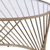 Bluelipe Clear Glass Top Coffee Table with Champagne Finish Metal Drum Base for Living Room - 3 of 4