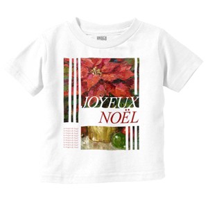 Poinsettia Christmas Joyeux Noel Toddler Baby Graphic T Shirt Brisco Brands - 1 of 4