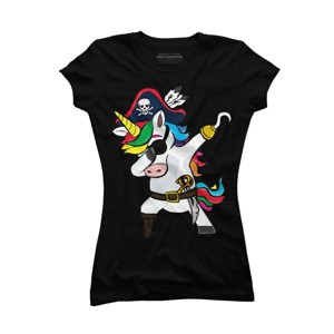Junior's Design By Humans Dabbing Dance Pirate Unicorn Gifts Funny Halloween Costume Gift By lukesstore T-Shirt - 1 of 3