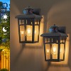 C Cattleya 2-Pack 12inch Black Outdoor Wall Lantern Sconce with Clear Glass Shade - 2 of 4