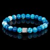 Crucible Men's Blue Banded Agate Stone with Hematite Cube Bead Stretch Bracelet (8mm) - 3 of 4