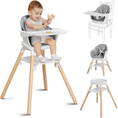 BabyBond Convertible Wooden Baby High Chair - 11 in 1 Design for High Chair, Booster Seat, Toddler Chair - Double Tray, 5-point Harness