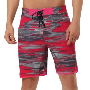 INSPIRE CHIC Men's Summer Drawstring Elastic Waist Color Block Beach Board Shorts - 1 of 4