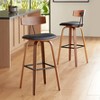Elm Lane Westwood Wood Bar Stools Set of 2 Natural 31" High Farmhouse Rustic Black Faux Leather for Kitchen Counter Height Island - 2 of 4