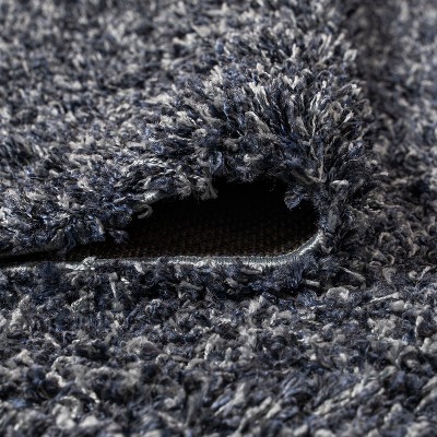 Denim Blue Rectangular Shag 4' x 6' Synthetic Area Rug