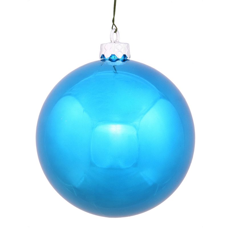 Vickerman 2.75" Shiny Drilled Shatterproof Christmas Ball Ornament - Turquoise, 1 of 3